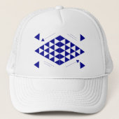 Blauwe geometrische driehoeken trucker pet (Voorkant)
