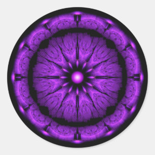 Blauwe geometrische fractaalmandala ronde sticker