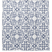 Blauwe geometrische geïsoleerde ornamentale Marokk Douchegordijn (Voorkant)