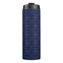 Blauwe Geometrische Gele Ovalen Thermische Tumbler