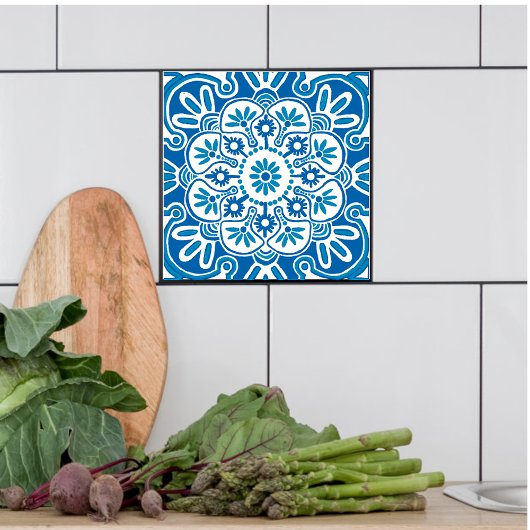 Blauwe Geometrische Keramische tegel Tegeltje