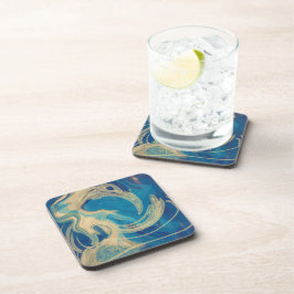 Blauwe Geometrische Kleurrijke Abstracte Golven    Bier Onderzetter