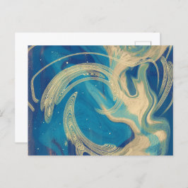 Blauwe geometrische kleurrijke Abstracte golven Briefkaart