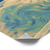 Blauwe geometrische kleurrijke Abstracte golven Poster (Hoek)