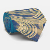 Blauwe Geometrische Kleurrijke Abstracte Golven Stropdas (Opgerold)