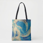 Blauwe geometrische kleurrijke Abstracte golven Tote Bag (Voorkant)