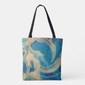Blauwe geometrische kleurrijke Abstracte golven Tote Bag (Achterkant)