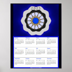 Blauwe geometrische kunst 2025 Agenda Poster