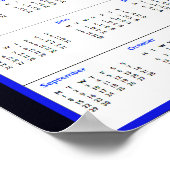 Blauwe geometrische kunst 2025 kalenderposter poster (Hoek)