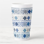 blauwe geometrische  latte mok (Voorkant)