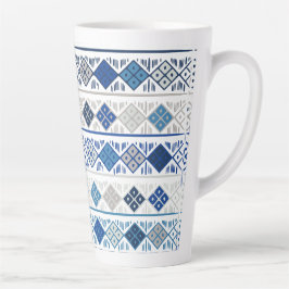 blauwe geometrische  latte mok