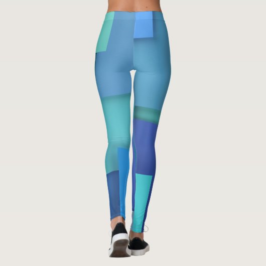 Blauwe geometrische Leggings (Achterkant)