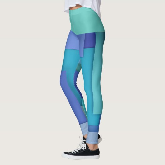 Blauwe geometrische Leggings (Links)