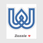 Blauwe geometrische letter W monogram Sticker (Vel)