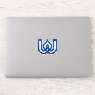 Blauwe geometrische letter W monogram Sticker