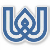 Blauwe geometrische letter W monogram Sticker (Voorkant)