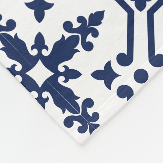Blauwe geometrische Marokkaanse decoratieve tegel Fleece Deken (Hoek)