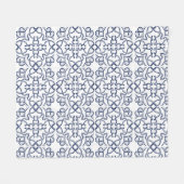Blauwe geometrische Marokkaanse tegel ingewikkeld Fleece Deken (Voorkant (Horizontaal))