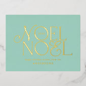 blauwe geometrische Noel script elegante moderne  Folie Feestdagen Briefkaart (Voorkant)