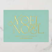 blauwe geometrische Noel-script elegante moderne  Folie Feestdagenkaart (Voorkant)