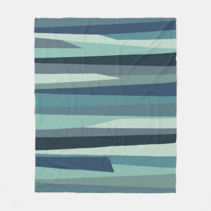 Blauwe geometrische oceaangolven fleece deken
