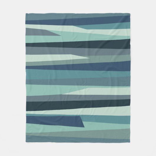 Blauwe geometrische oceaangolven fleece deken (Voorkant)