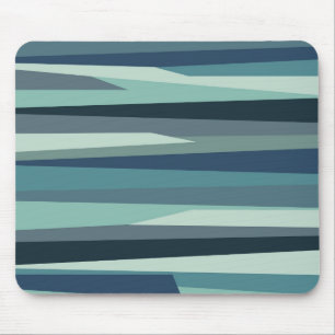 Blauwe geometrische oceaangolven muismat