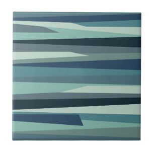 Blauwe geometrische oceaangolven tegeltje