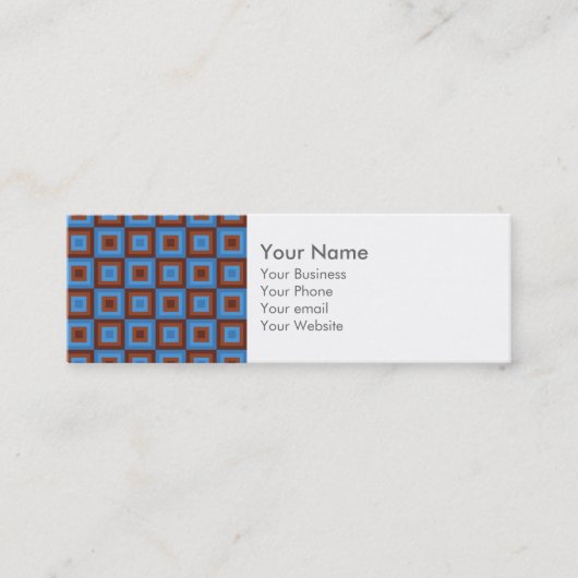 Blauwe geometrische patronen mini visitekaartje (Voorkant)