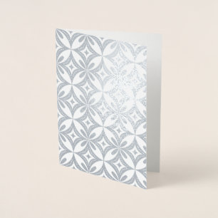 Blauwe geometrische patroon retro stijl folie kaarten