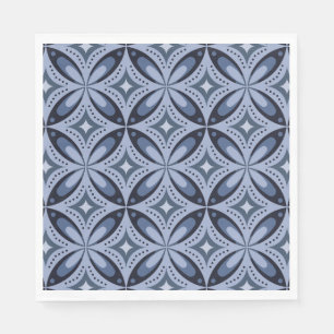 Blauwe geometrische patroon retro stijl servet