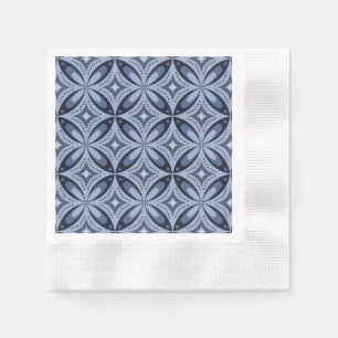 Blauwe geometrische patroon retro stijl servet
