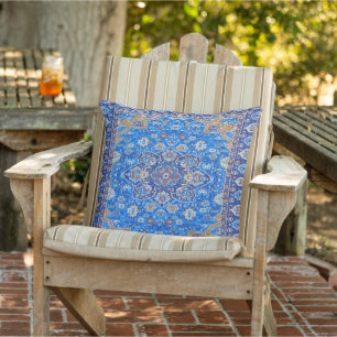 Blauwe geometrische Perzische Turkse Kilim Patio Buitenkussen