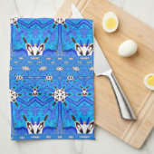 blauwe geometrische rastermatrix handdoek (Quarter Fold)