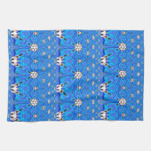 blauwe geometrische rastermatrix handdoek (Horizontaal)