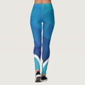 Blauwe geometrische schaduwen met witte streep mod leggings (Achterkant)