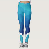 Blauwe geometrische schaduwen met witte streep mod leggings (Voorkant)