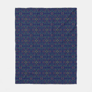 Blauwe geometrische shuffle fleece deken