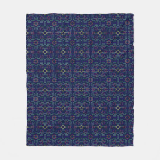 Blauwe geometrische shuffle fleece deken (Voorkant)