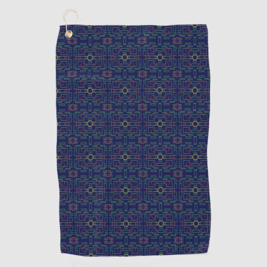 Blauwe Geometrische Shuffle Golf Handdoek (Voorkant)