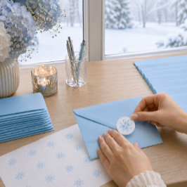Blauwe geometrische sneeuwvloksticker ronde sticker