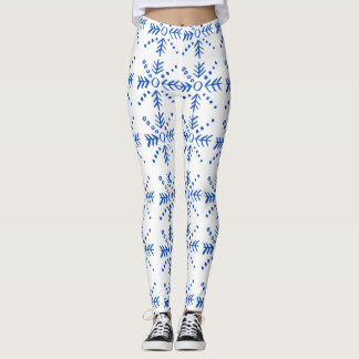 Blauwe geometrische symbolen patroon leggings