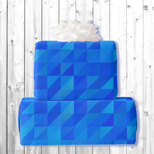 Blauwe Geometrische Verjaardag Giftwrap voor Hem Cadeaupapier