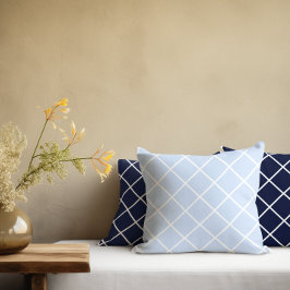 Blauwe geometrische vierkantjes kussen