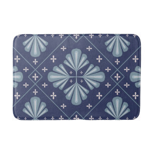 Blauwe geometrische vormen Patroon Badmat