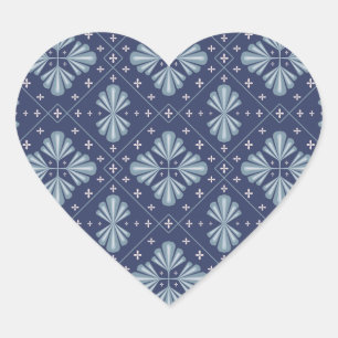 Blauwe geometrische vormen Patroon  Hart Sticker