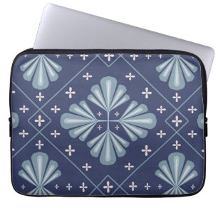 Blauwe geometrische vormen Patroon  Laptop Sleeve