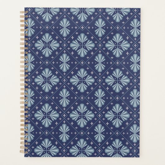 Blauwe geometrische vormen Patroon  Planner (Voorkant)