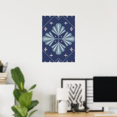 Blauwe geometrische vormen Patroon Poster (Thuiskantoor)