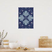 Blauwe geometrische vormen Patroon Poster (Keuken)